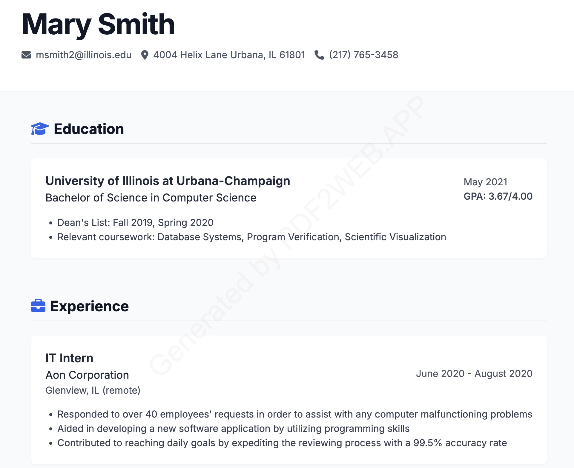 Professional Resume Example